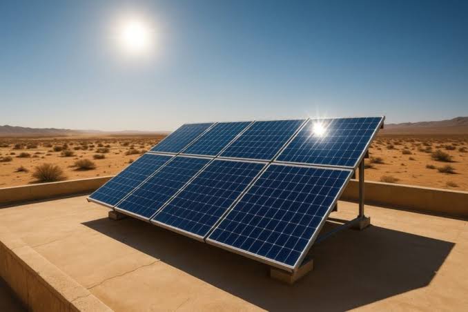 Solar Panel, Warm From Absorbing Sunlight, Not From Producing Light