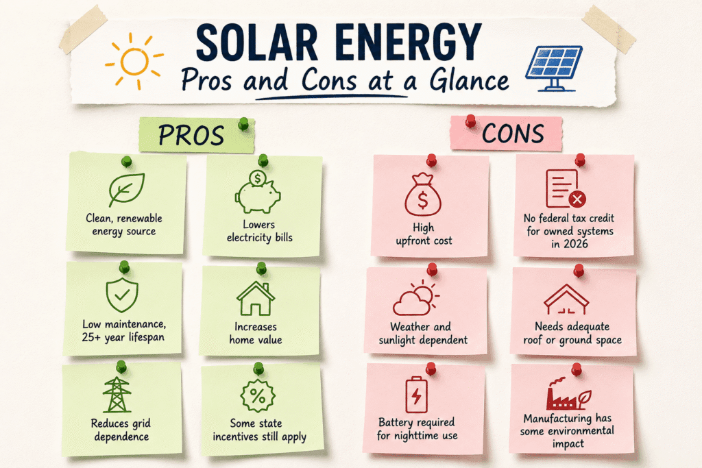 Solar energy pros and cons at a glance