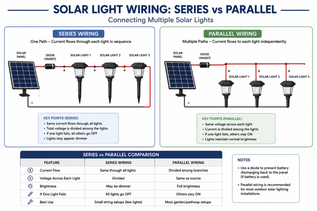 Wiring Multiple Solar Lights Together (Series vs. Parallel)