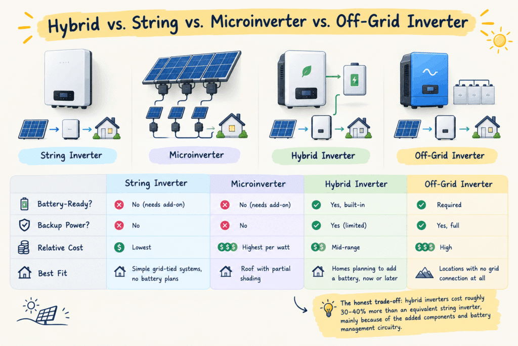 Hybrid vs. String vs. Microinverter vs. Off-Grid Inverter