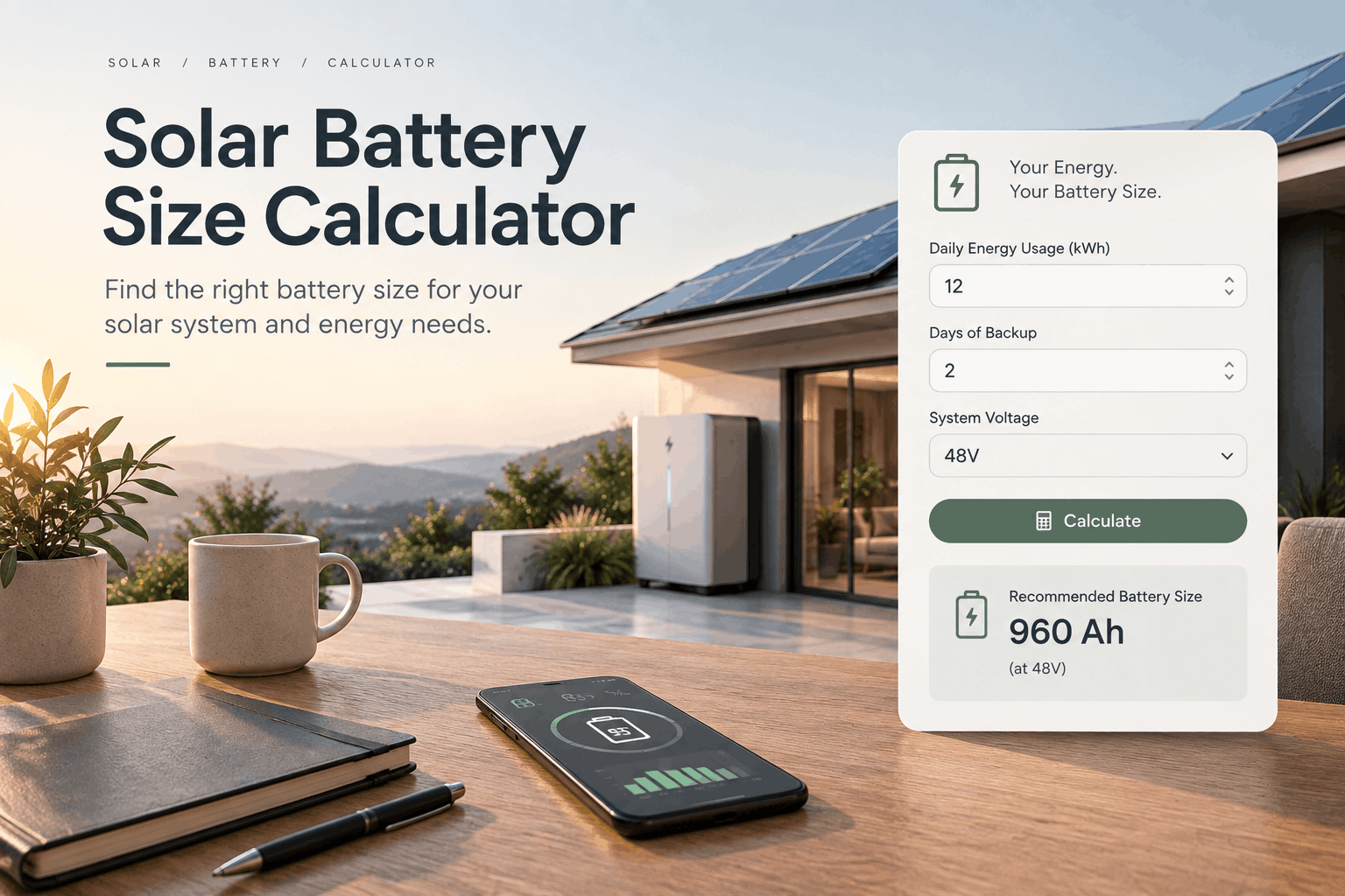 Solar Battery Size Calculator